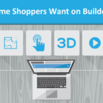 A picture containing a desk, laptop, and icons representing what content home shoppers want to see on builders' websites.