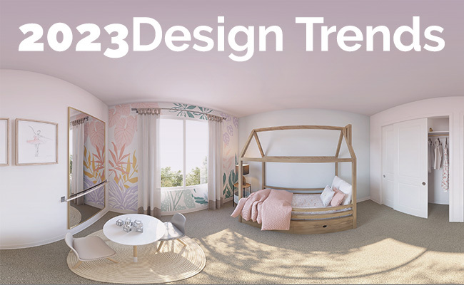 Interior rendering of a bedroom with the latest interior designs.