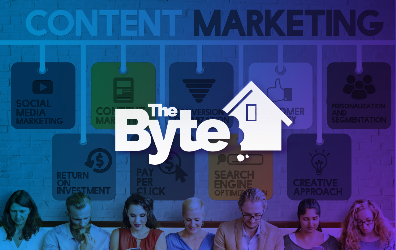 The Byte logo with muted image in the background.