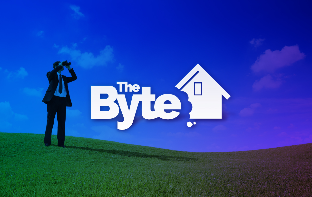 A person looking through binoculars with the BYTE logo in front of it.
